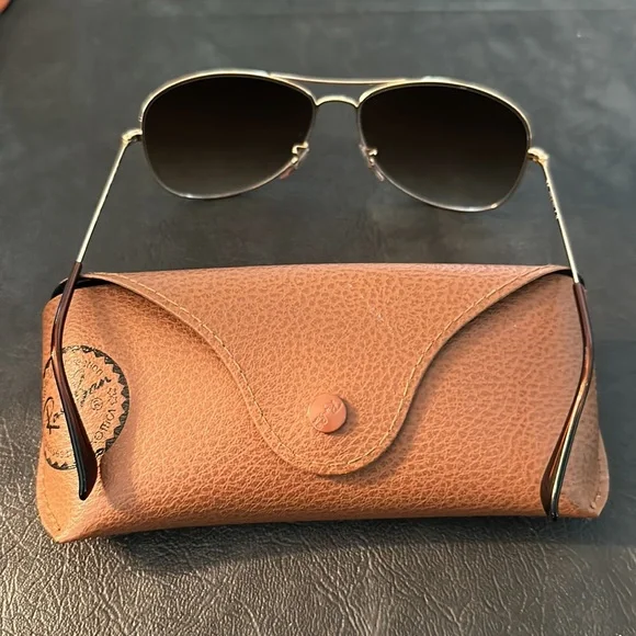 RayBan Aviator Gradient gray/Brown cockpit style Gold Frame 59/14 size - Picture 2 of 5